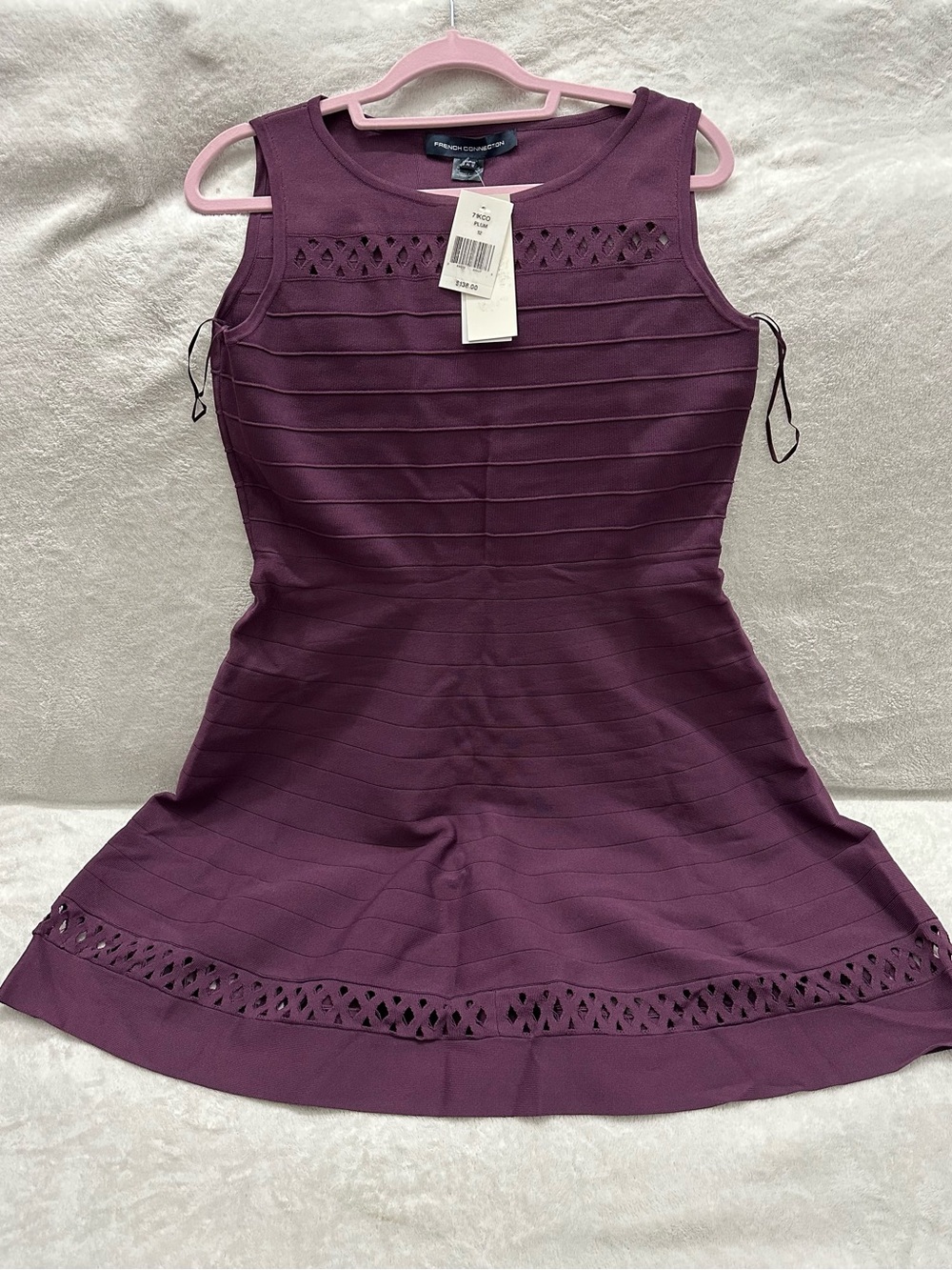 French Connection Kai Knit Fit and Flare Dress Size XL (US 12 UK 16) Plum New